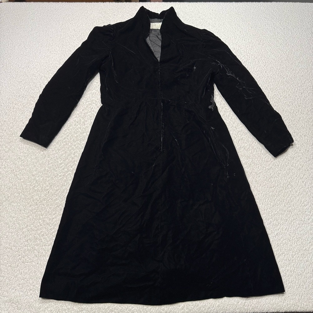 Malcolm Starr Women Dress Rizkallah Vintage 1970 Black Velvet Evening 14 MINT